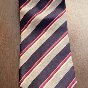 Hugo Boss Neck Tie 3” Navy, Gray , Pink Striped Navy and Pink Tie